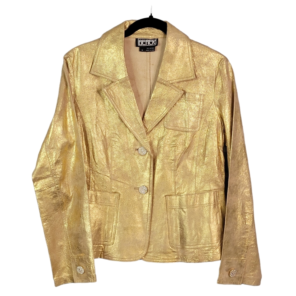 Berer Shimmery Shinny Glitter Fashionwear Show 100% Leather Blazer Jacket S